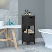 Bathroom Wooden Floor Cabinet Multifunction Storage Rack Stand Organizer-Black-Floor Cabinets-DECOROLALA