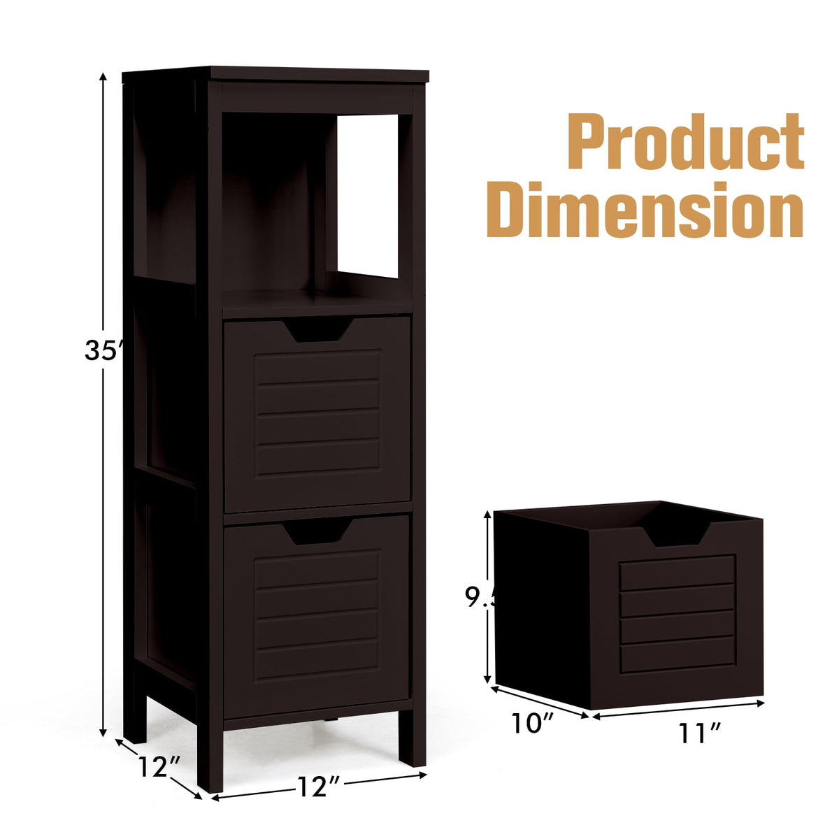 Bathroom Wooden Floor Cabinet Multifunction Storage Rack Stand Organizer-Coffee-Floor Cabinets-DECOROLALA