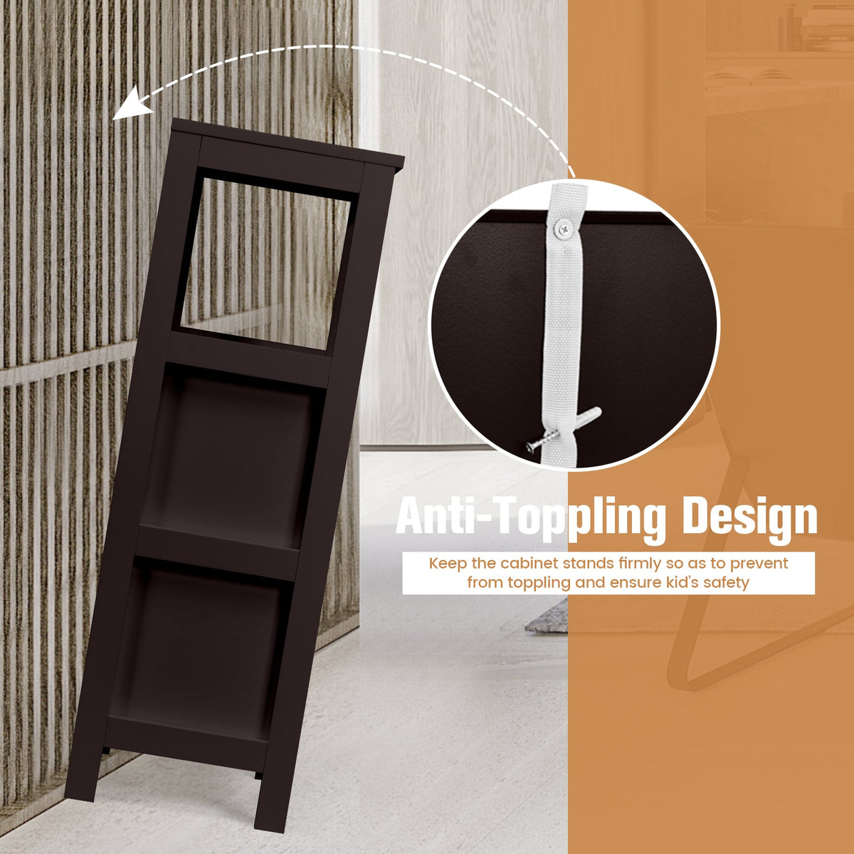 Bathroom Wooden Floor Cabinet Multifunction Storage Rack Stand Organizer-Coffee-Floor Cabinets-DECOROLALA