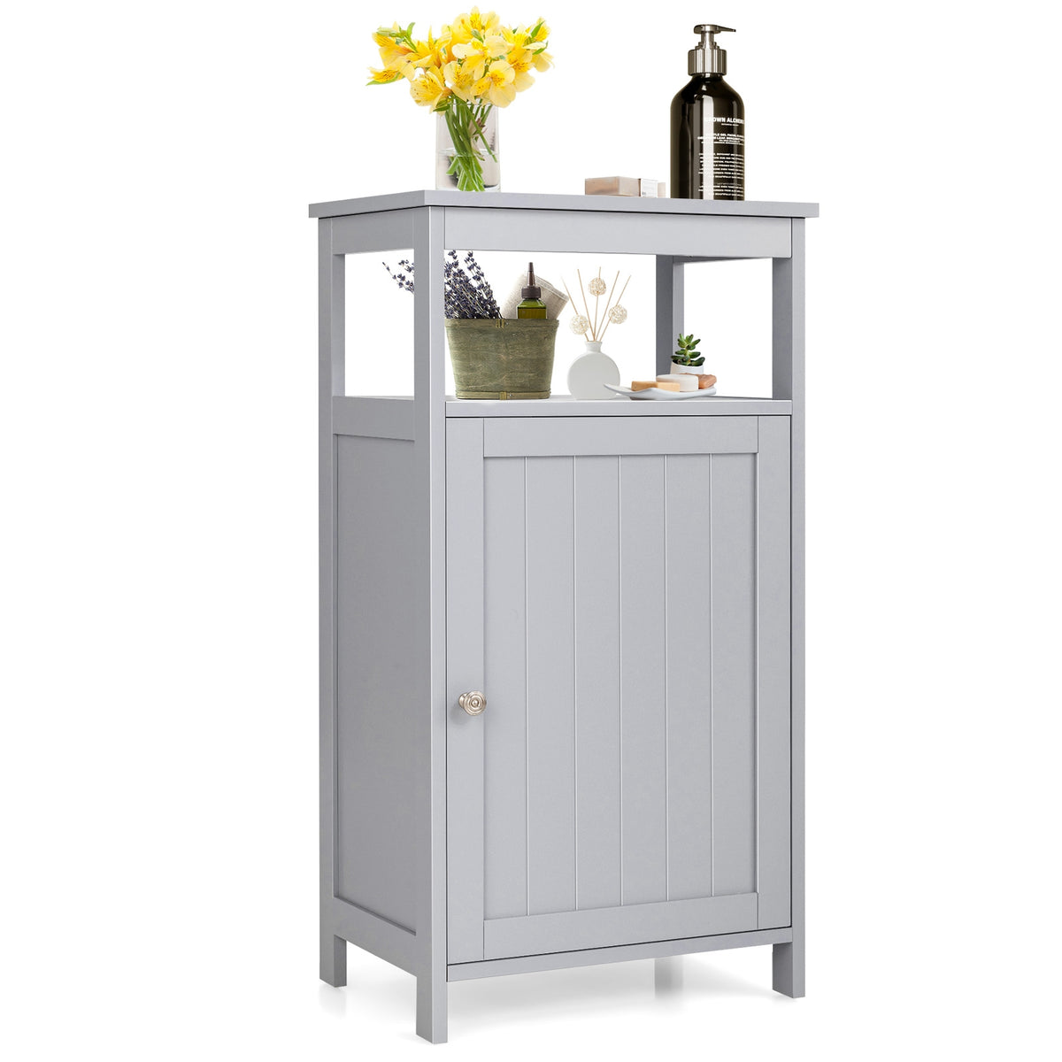 Bathroom Floor Cabinet - White Wooden Storage Rack 18" x 33"-Floor Cabinets-DECOROLALA