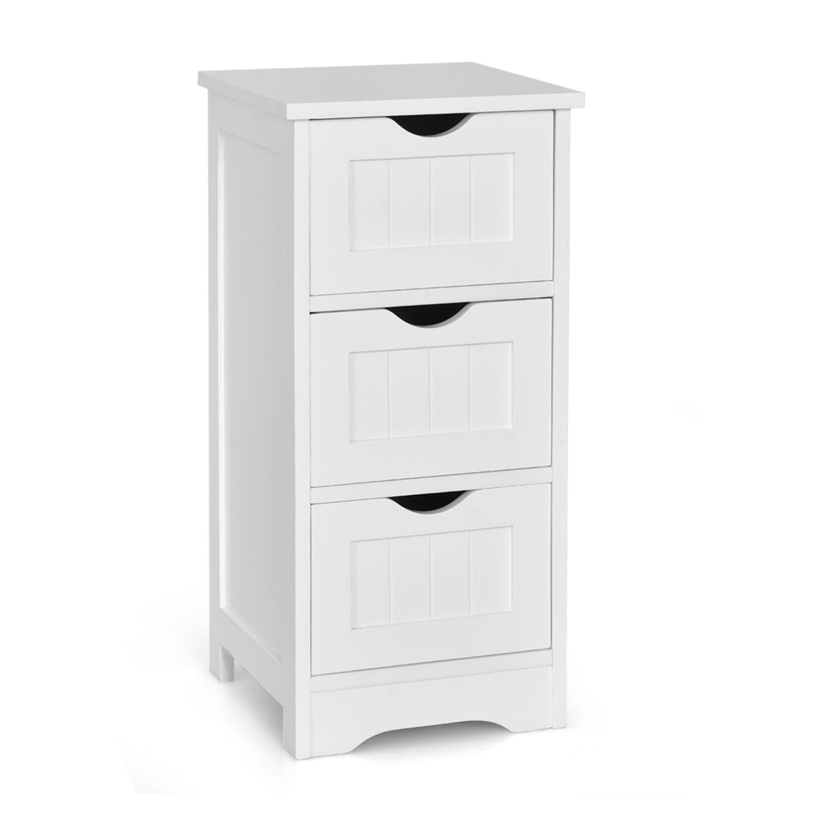 Bathroom Wooden Free Standing Storage Side Floor Cabinet Organizer-3-Tier White-Floor Cabinets-DECOROLALA