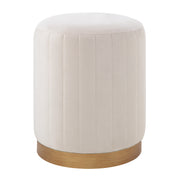 Baylor Indoor Poly-Velvet Ottoman, Off-White-Ottoman-DECOROLALA