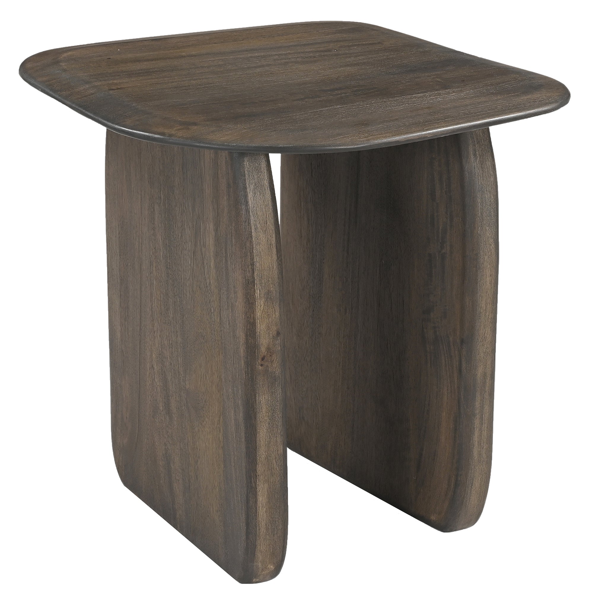 Bazul Accent Table - Mocha Solid Mango Wood Organic Shape-Accent Table-DECOROLALA