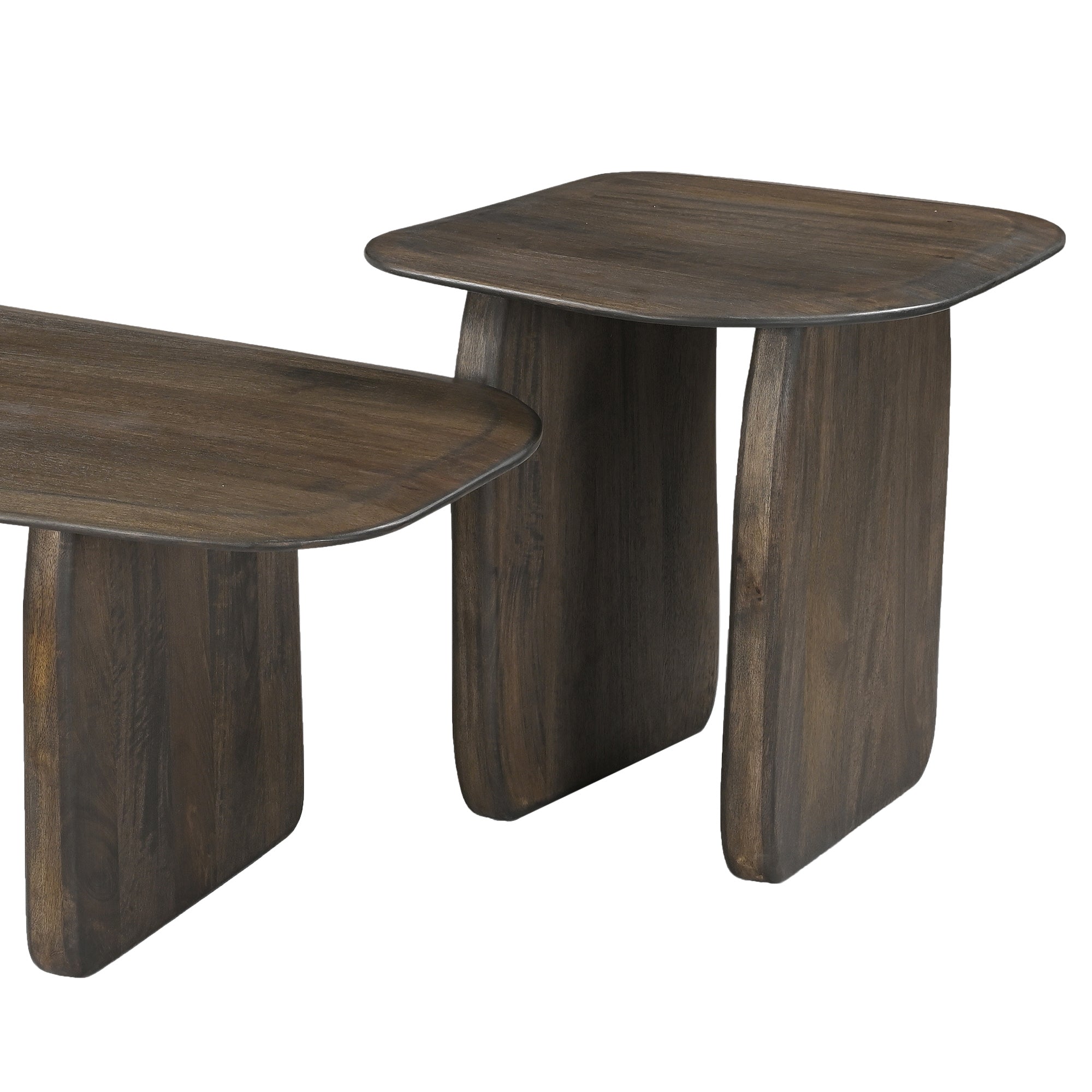 Bazul Accent Table - Mocha Solid Mango Wood Organic Shape-Accent Table-DECOROLALA