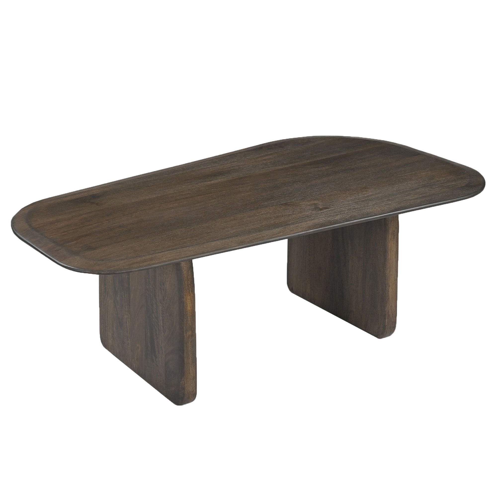 Bazul Coffee Table - Mocha Solid Mango Wood Organic Shape-DECOROLALA