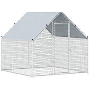 Metal Chicken Coop with Water- and UV-Protection Cover for Backyard Hen, Duck, Rabbit, 6.6' x 6.6' x 6.6'