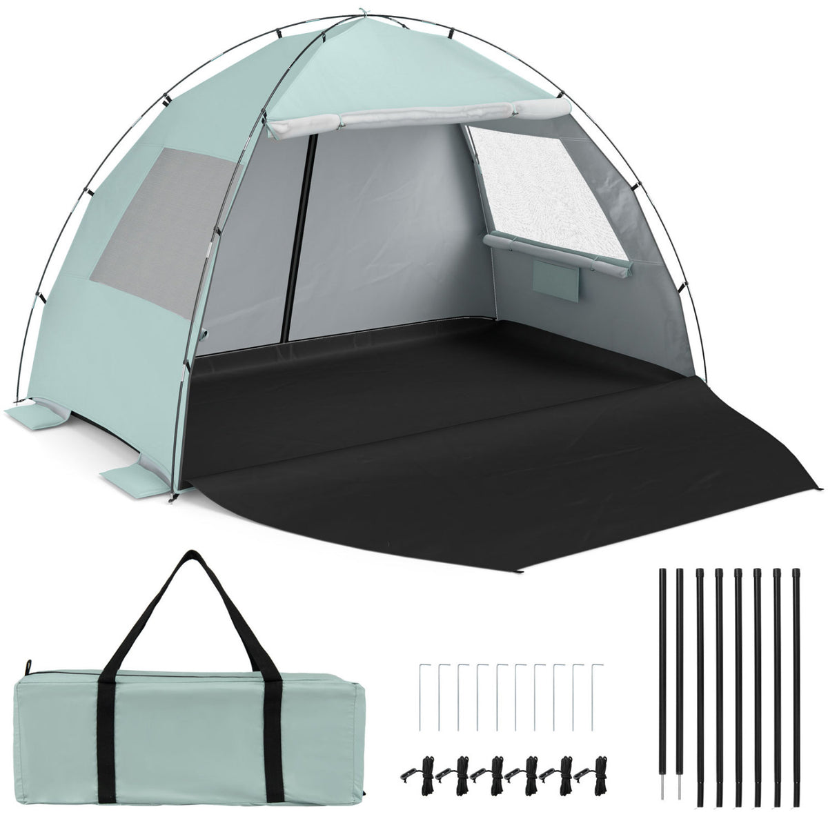 Beach Tent Sun Shelter with Canopy Easy Setup UPF50+ Sun Protection-Green-Tents-DECOROLALA
