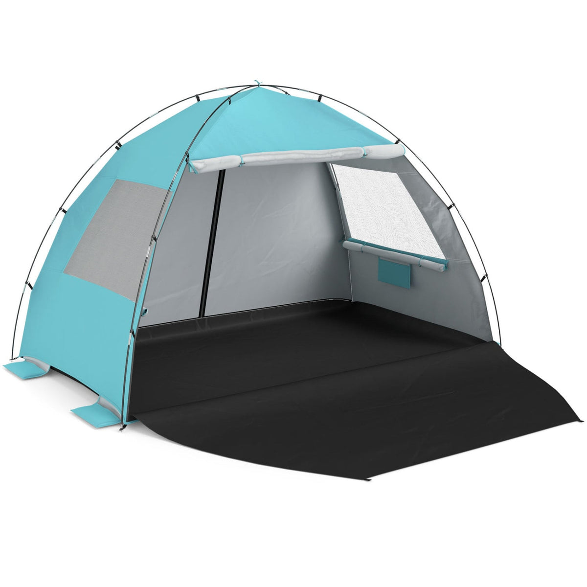 Beach Tent Sun Shelter with Canopy with Extended Floor and Vent Windows-Blue-Tents-DECOROLALA