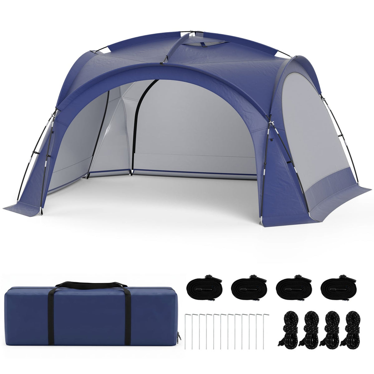 Beach Tent for 12-15 People Easy Setup Dome Canopy Tent with 4 Removable Zippered Sidewalls-Blue-Tents-DECOROLALA