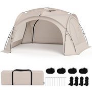 Beach Tent for 12-15 People Easy Setup Dome Canopy Tent with 4 Removable Zippered Sidewalls-Brown-Tents-DECOROLALA