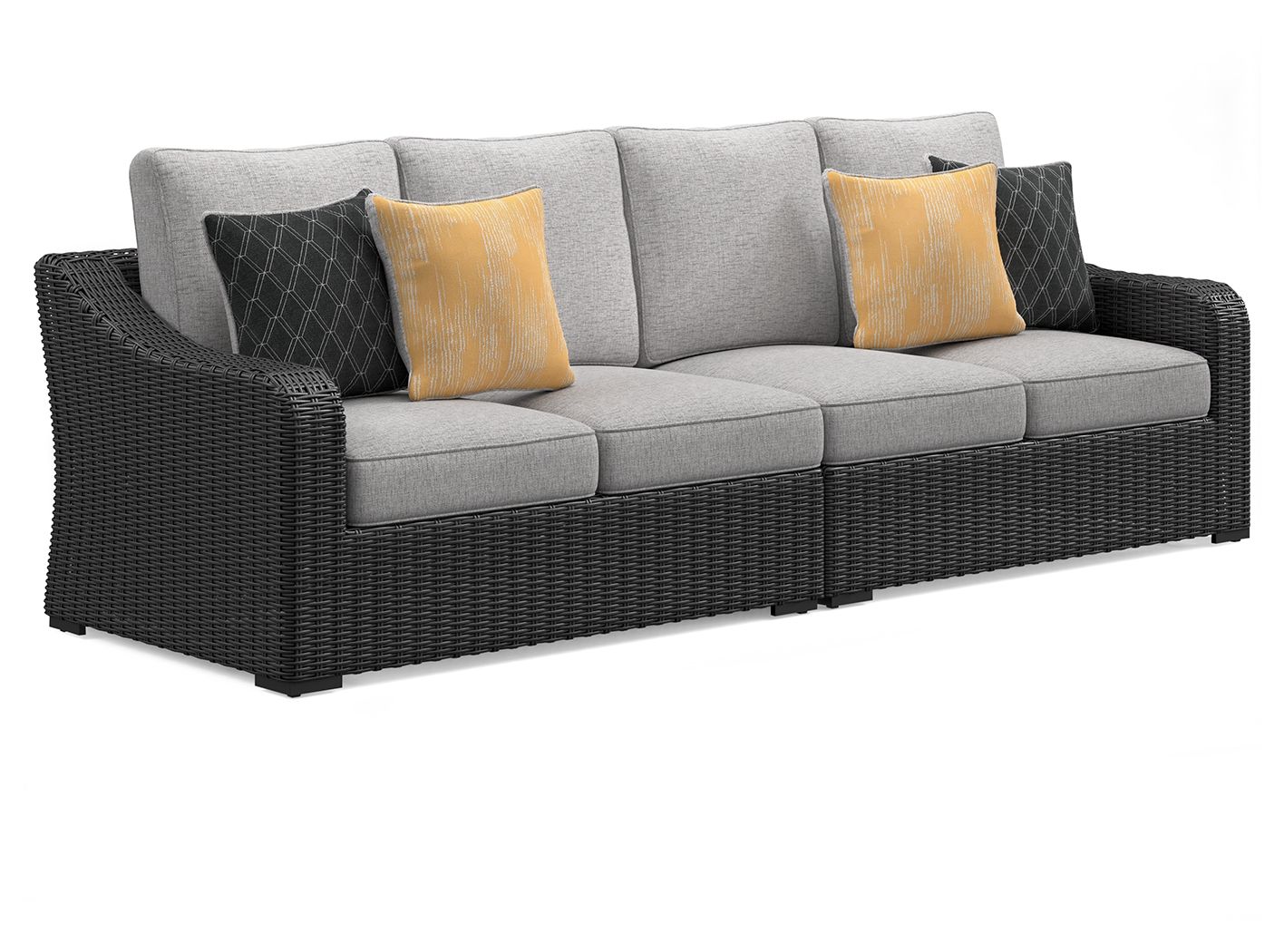 Beachcroft 2-Piece Outdoor Loveseat Black/Gray-Loveseats-DECOROLALA