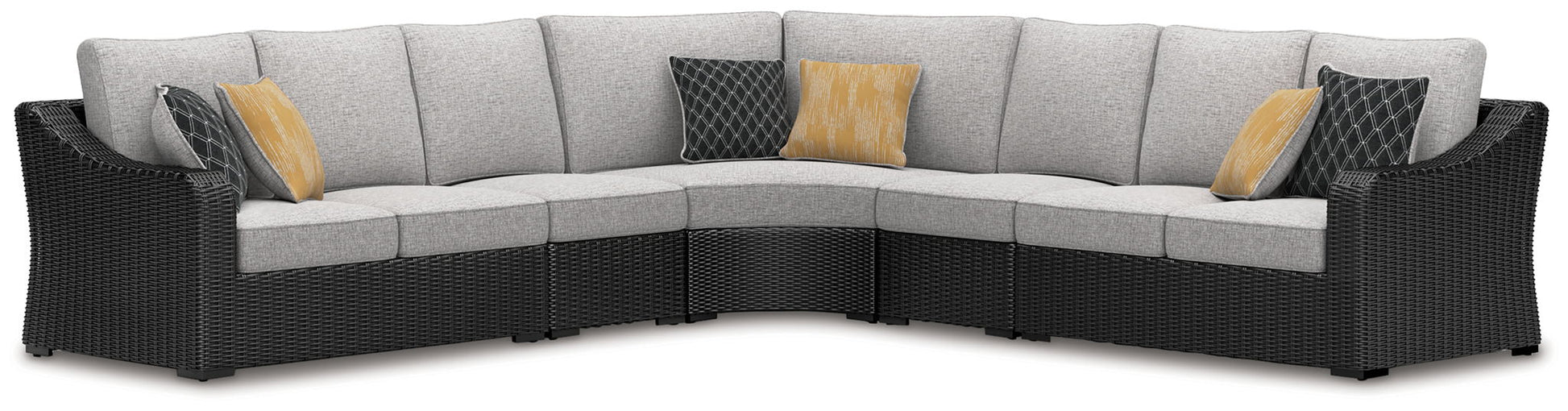 Beachcroft Outdoor Sectional - Black-Stationary Sectionals-DECOROLALA