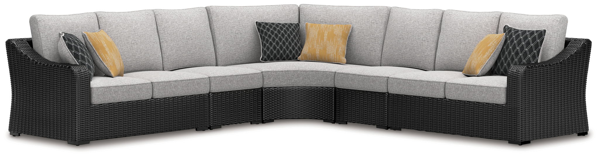 Beachcroft Outdoor Sectional - Black-Stationary Sectionals-DECOROLALA