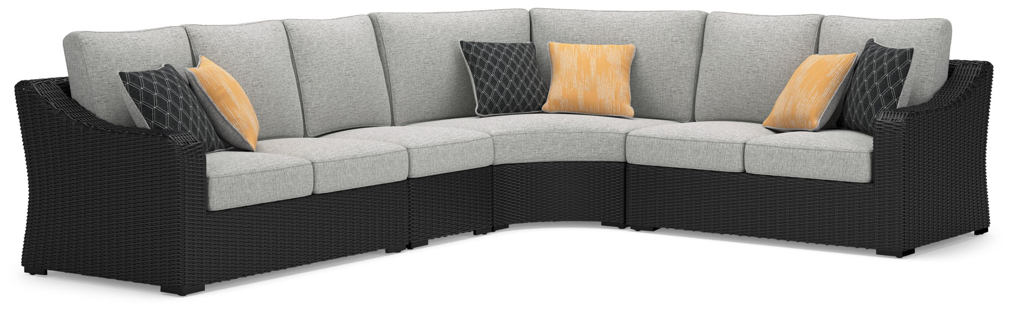 Beachcroft Outdoor Sectional - Black-Stationary Sectionals-DECOROLALA