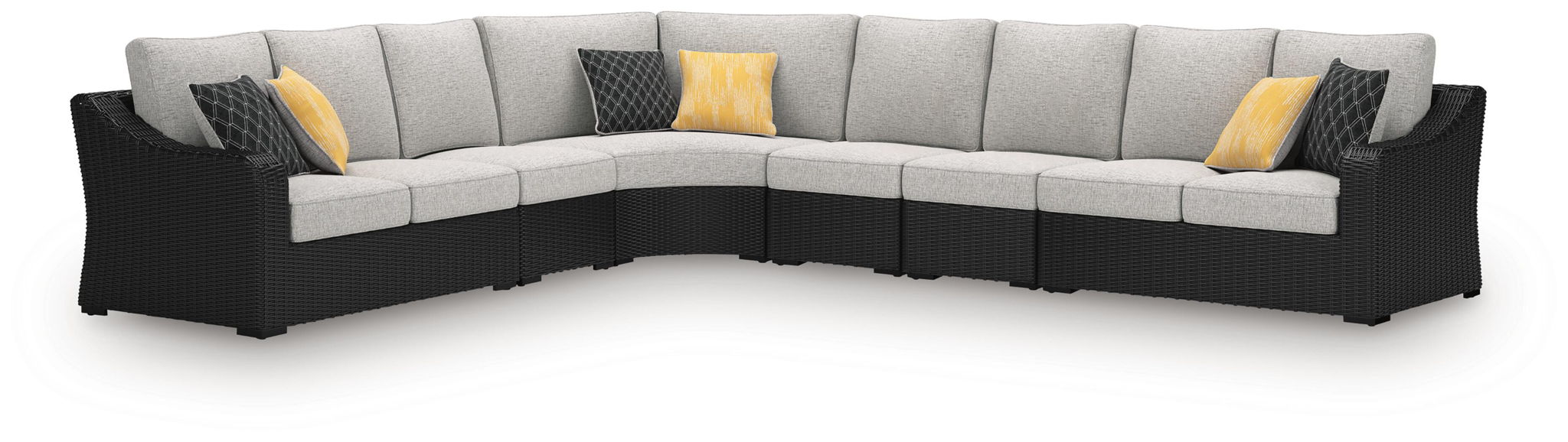 Beachcroft Outdoor Sectional - Black-Stationary Sectionals-DECOROLALA