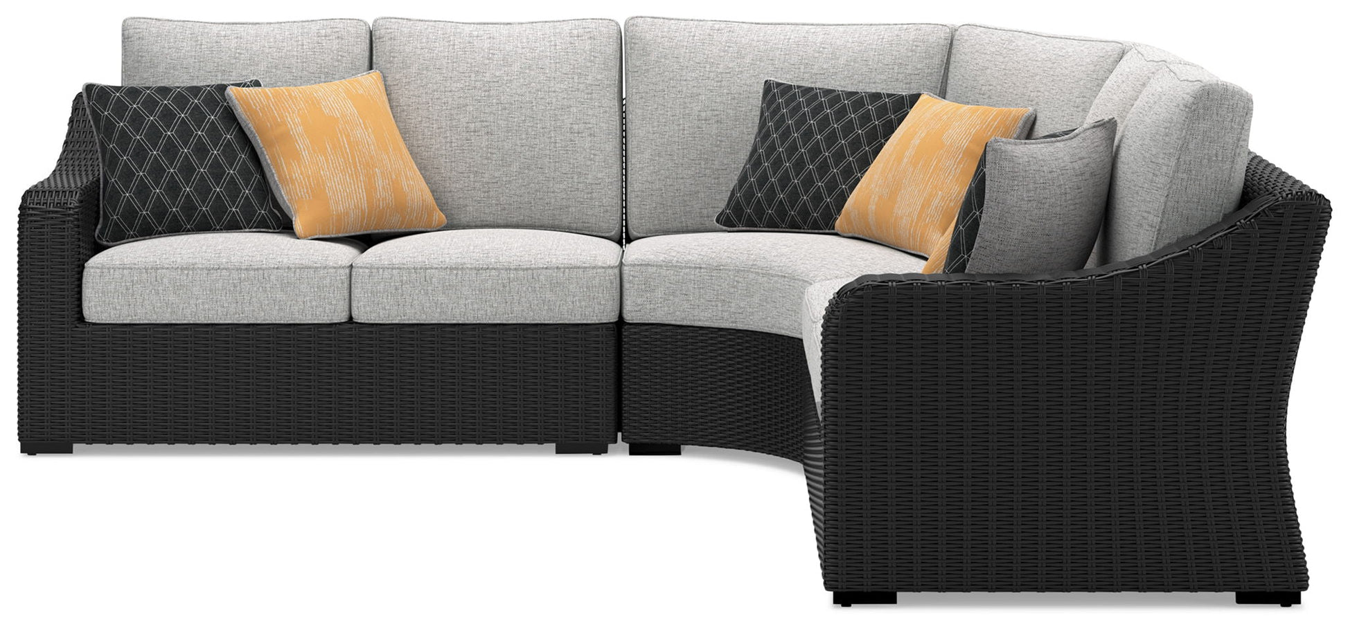 Beachcroft Outdoor Sectional - Black-Stationary Sectionals-DECOROLALA