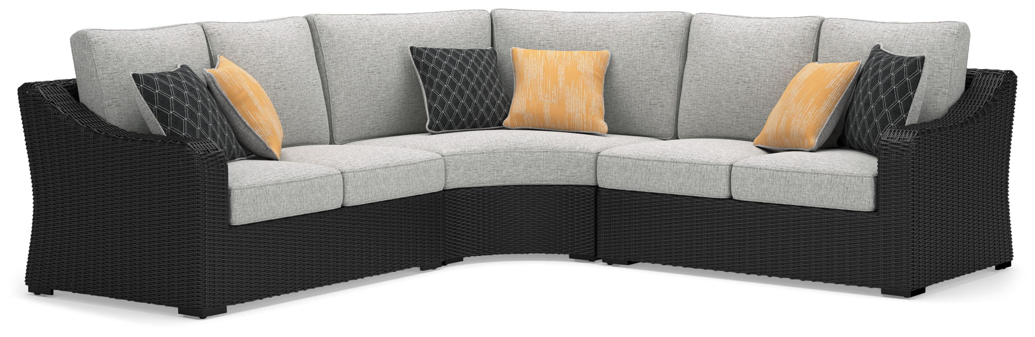 Beachcroft Outdoor Sectional - Black-Stationary Sectionals-DECOROLALA