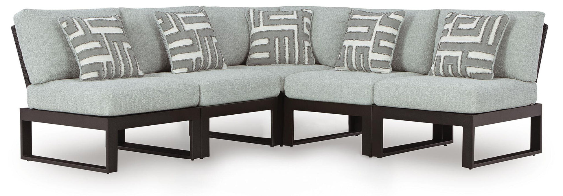 Beachloft Outdoor Sectional - Black-Stationary Sectionals-DECOROLALA