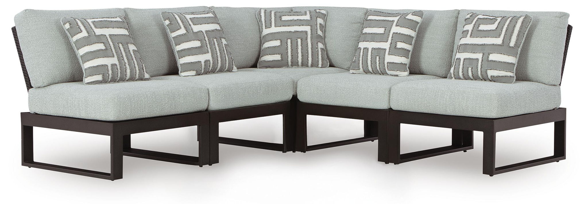 Beachloft Outdoor Sectional - Black-Stationary Sectionals-DECOROLALA