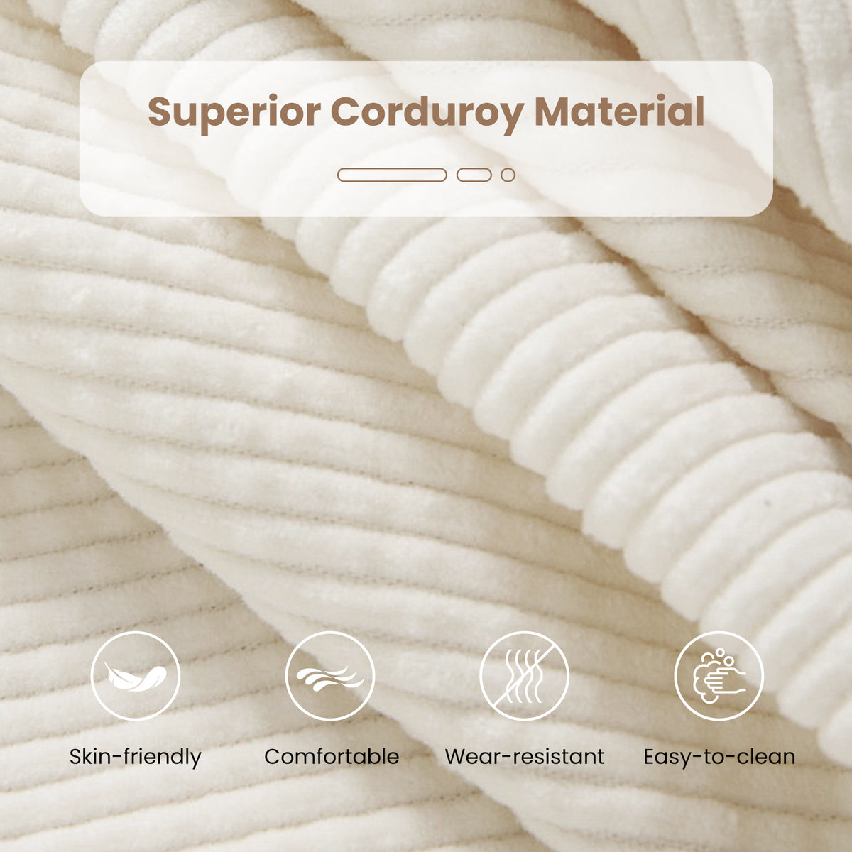 Bean Bag Chair Accent Lazy Sofa - Off-White Corduroy 35"-Sofas & Loveseats-DECOROLALA