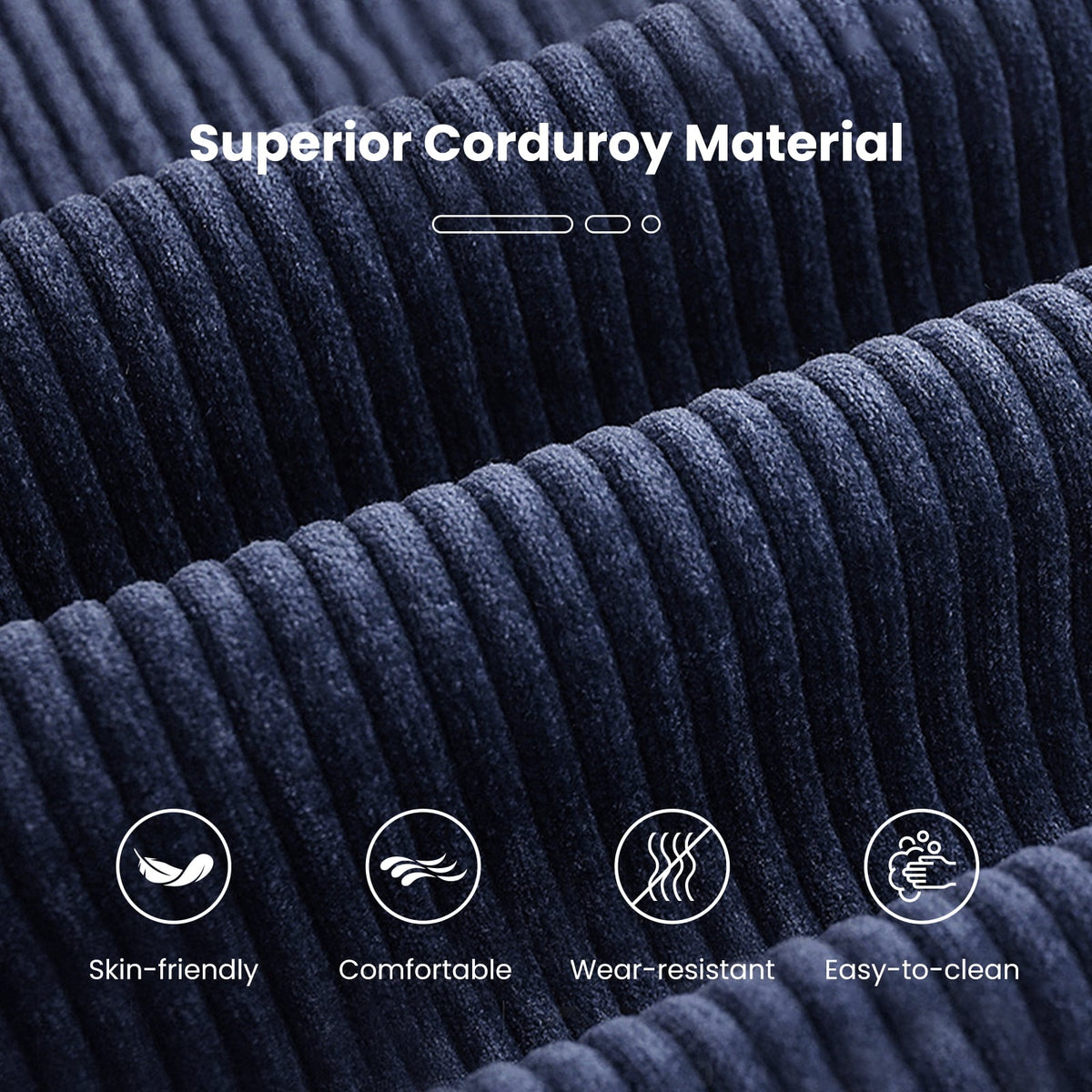 Bean Bag Chair for Adults - Blue Corduroy Lazy Sofa 35" x 32"-Sofas & Loveseats-DECOROLALA