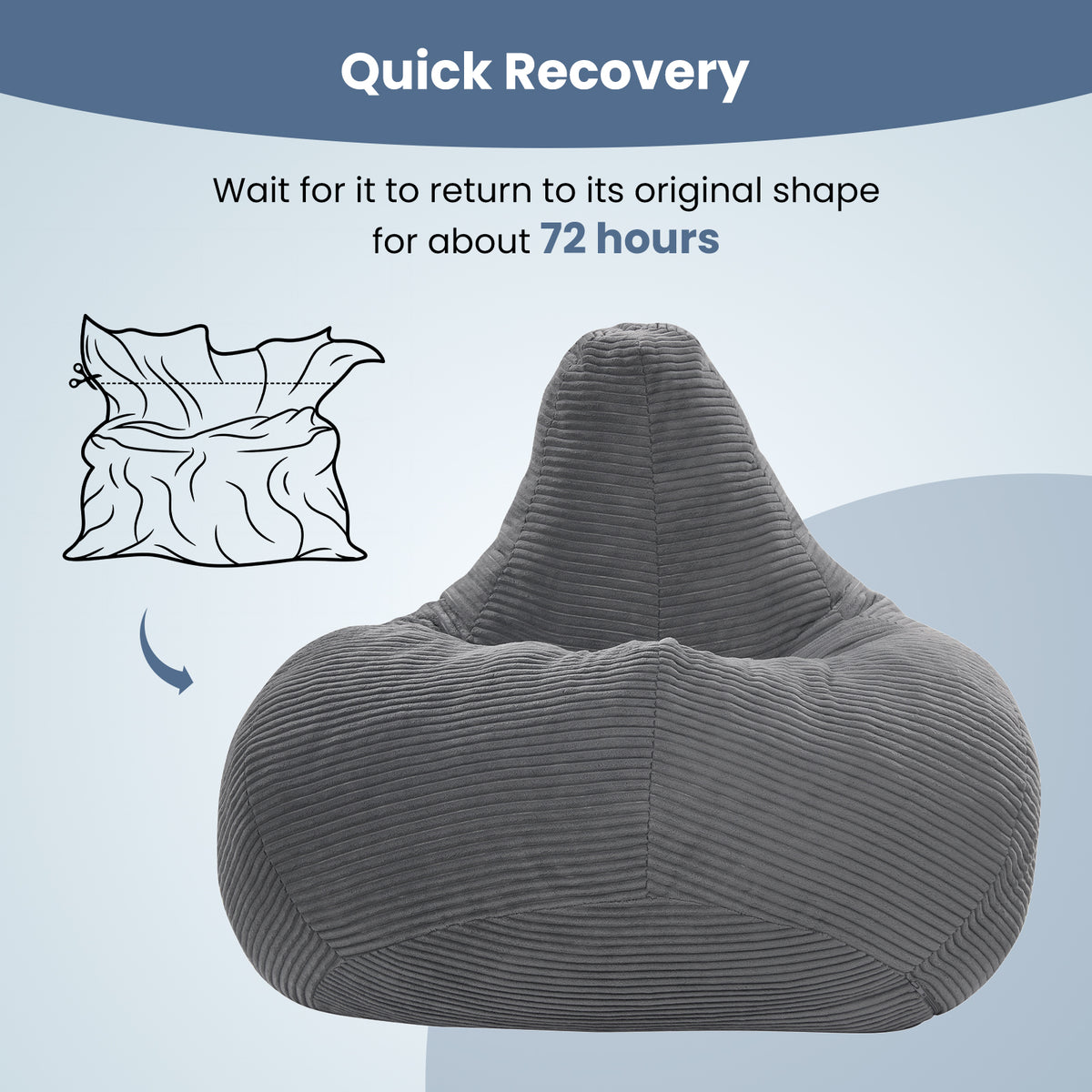 Bean Bag Chair for Adults - Dark Gray Corduroy Lazy Sofa 35"-Sofas & Loveseats-DECOROLALA