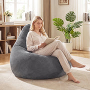 Bean Bag Chair for Adults - Dark Gray Corduroy Lazy Sofa 35"-Sofas & Loveseats-DECOROLALA