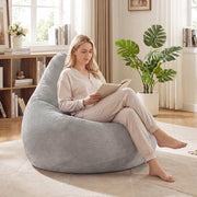 Bean Bag Chair for Adults - Gray Corduroy Lazy Sofa 35" x 32"-Sofas & Loveseats-DECOROLALA