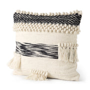Beardell Cream and Black Tassel Pillow Cover (min order qty 2)-Decorative Pillows-DECOROLALA