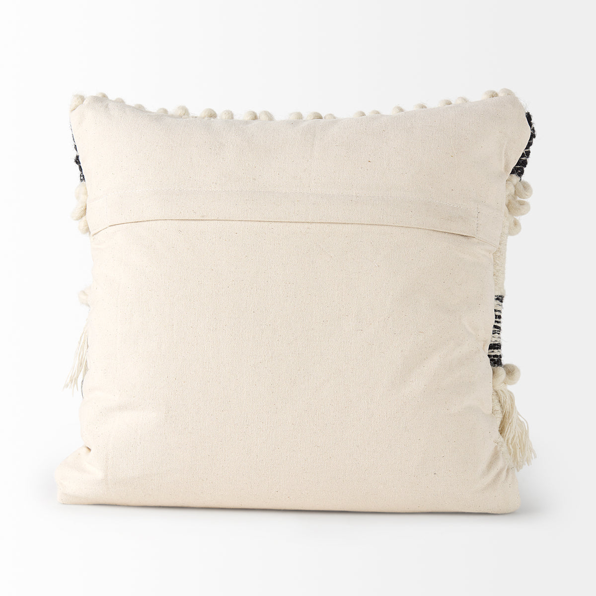 Beardell Cream and Black Tassel Pillow Cover (min order qty 2)-Decorative Pillows-DECOROLALA