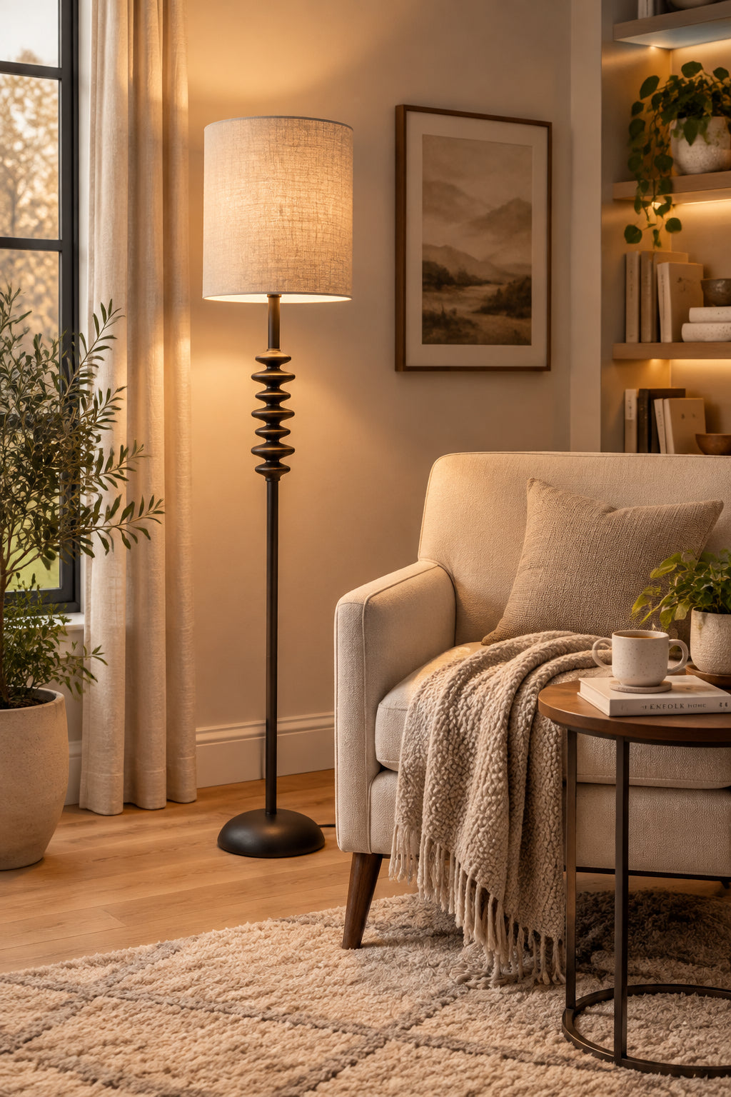 Beatrice 68" Floor Lamp - Taupe Shade-Lighting-DECOROLALA