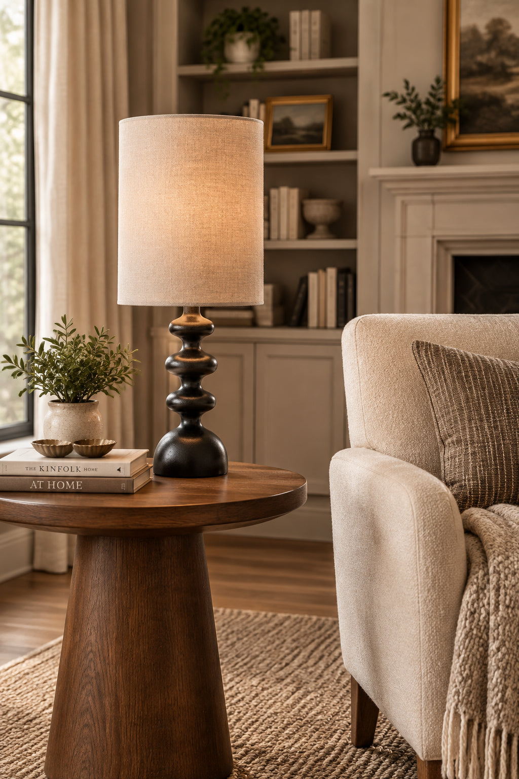 Beatrice Table Lamp - 22.5" Black Taupe Shade-Lighting-DECOROLALA