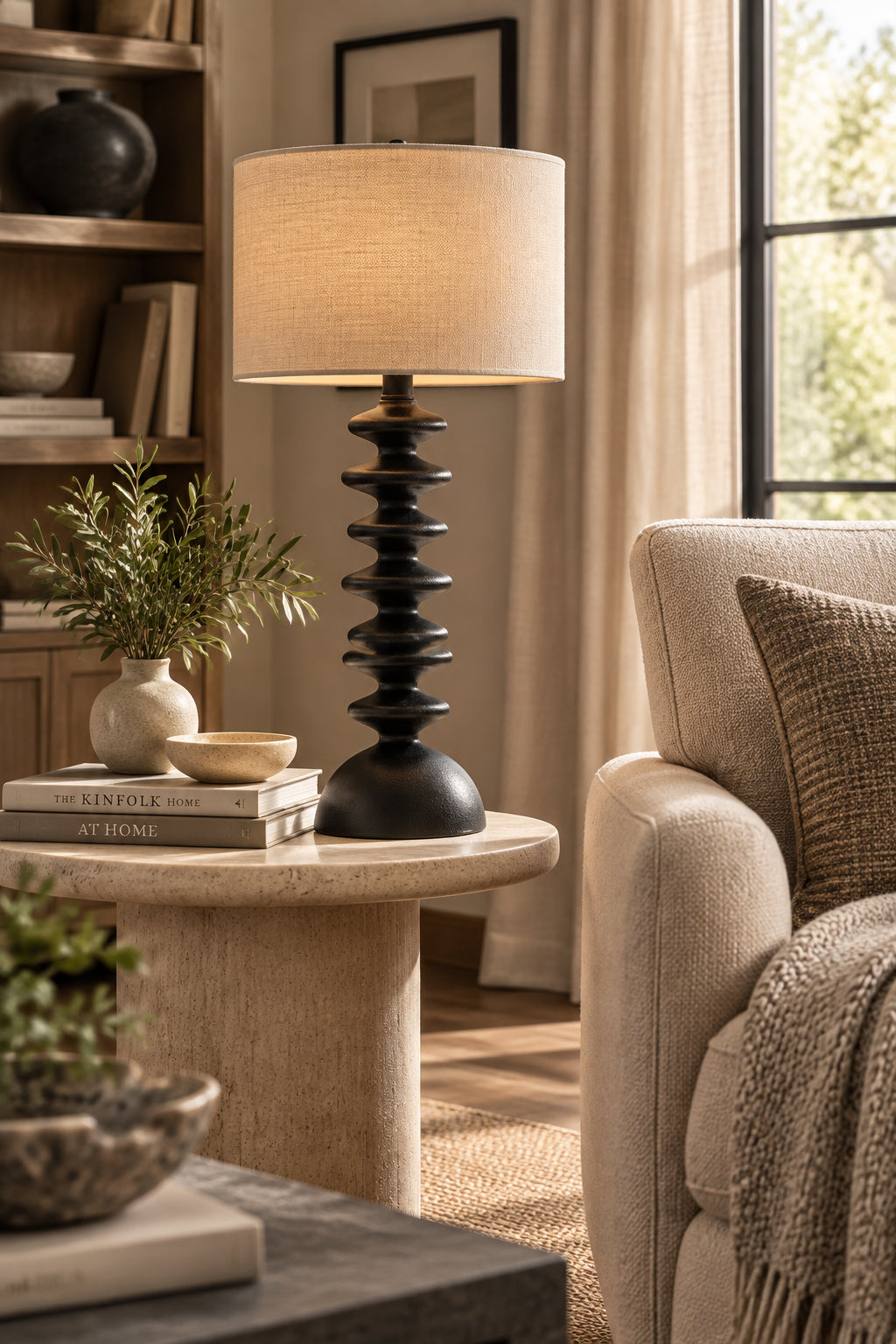 Beatrice Tall Table Lamp - Black 28.5"-Lighting-DECOROLALA
