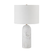 Beausoleil 25" Tall Satin Brass Iron Table Lamp with Drum Linen Shade-Table Lamp-DECOROLALA