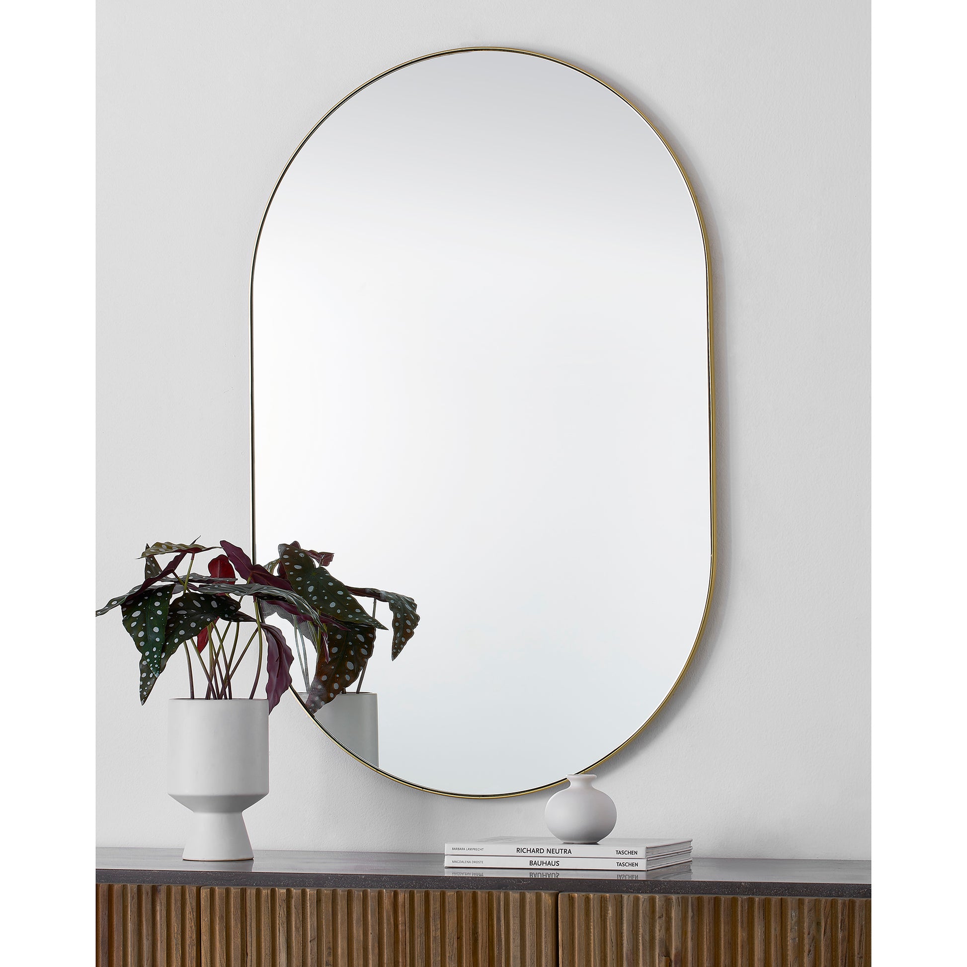 Beckah 40" Tall Oval Wall Mirror, Yellow-Mirror-DECOROLALA