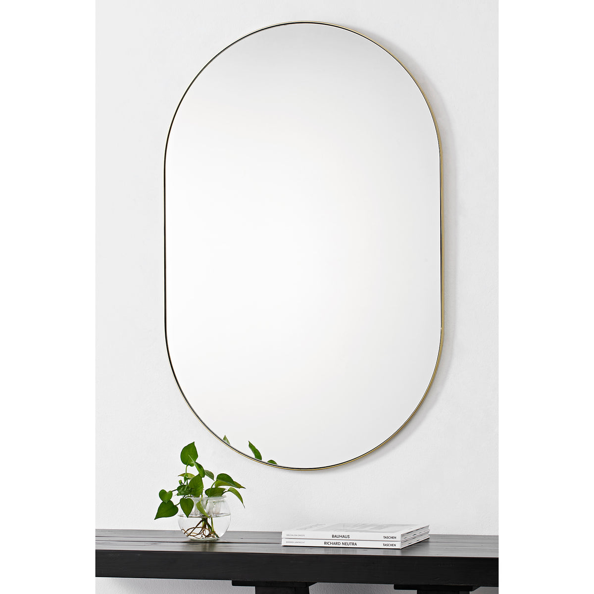 Beckah 40" Tall Oval Wall Mirror, Yellow-Mirrors-DECOROLALA