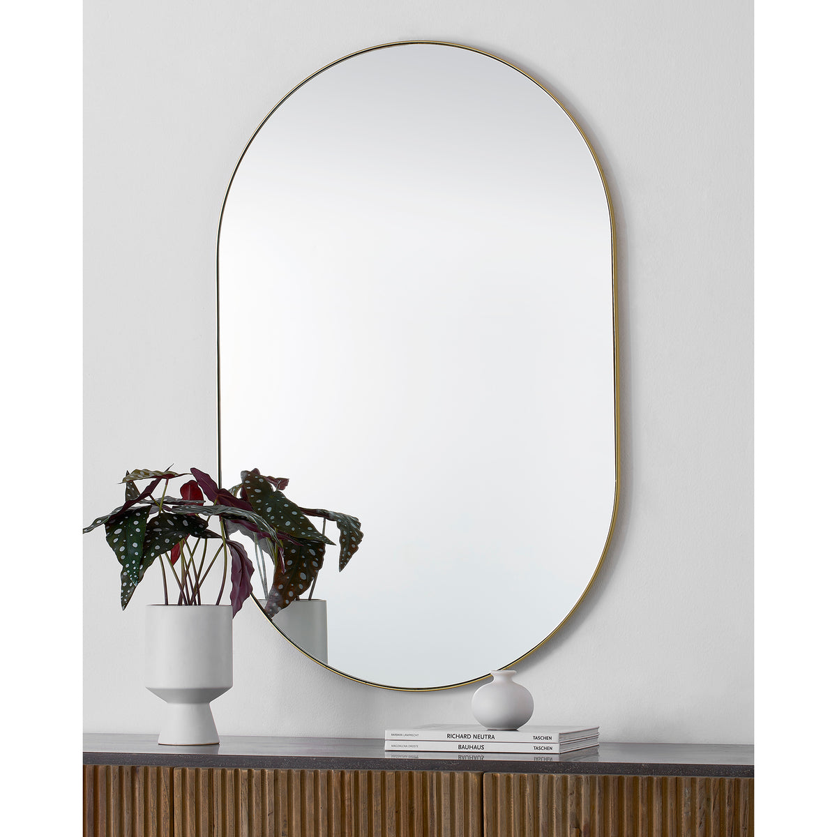Beckah 40" Tall Oval Wall Mirror, Yellow-Mirrors-DECOROLALA