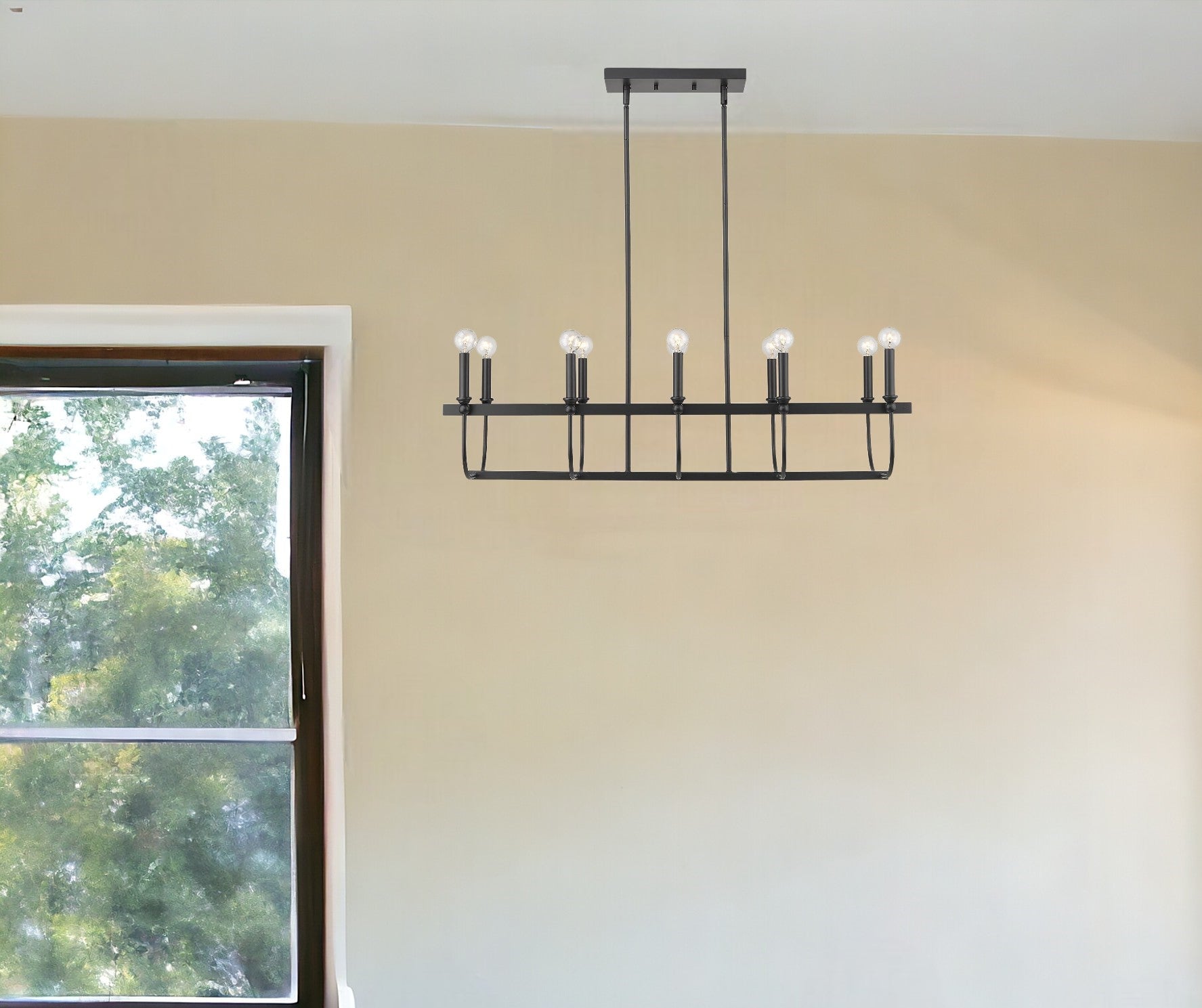 Beckett 10-Light Matte Black Island Pendant-Pendants-Hanging Lights-DECOROLALA