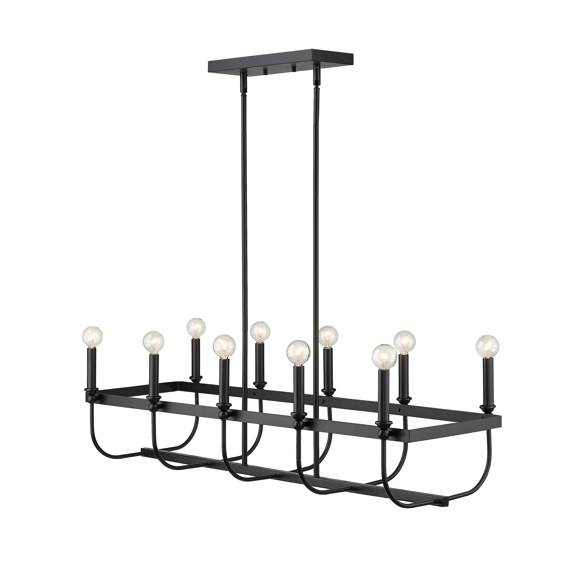 Beckett 10-Light Matte Black Island Pendant-Pendants-Hanging Lights-DECOROLALA