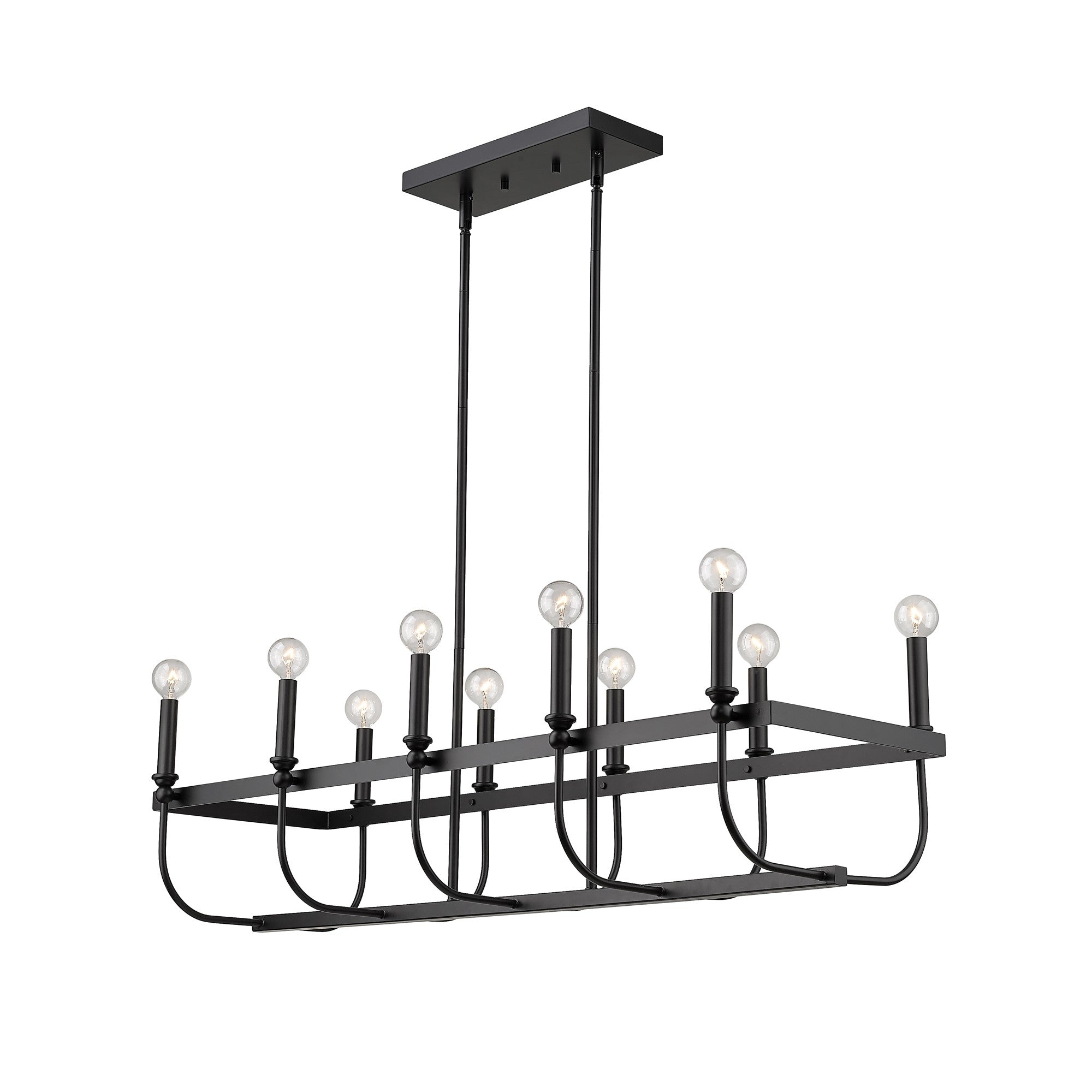 Beckett 10-Light Matte Black Island Pendant-Pendants-Hanging Lights-DECOROLALA
