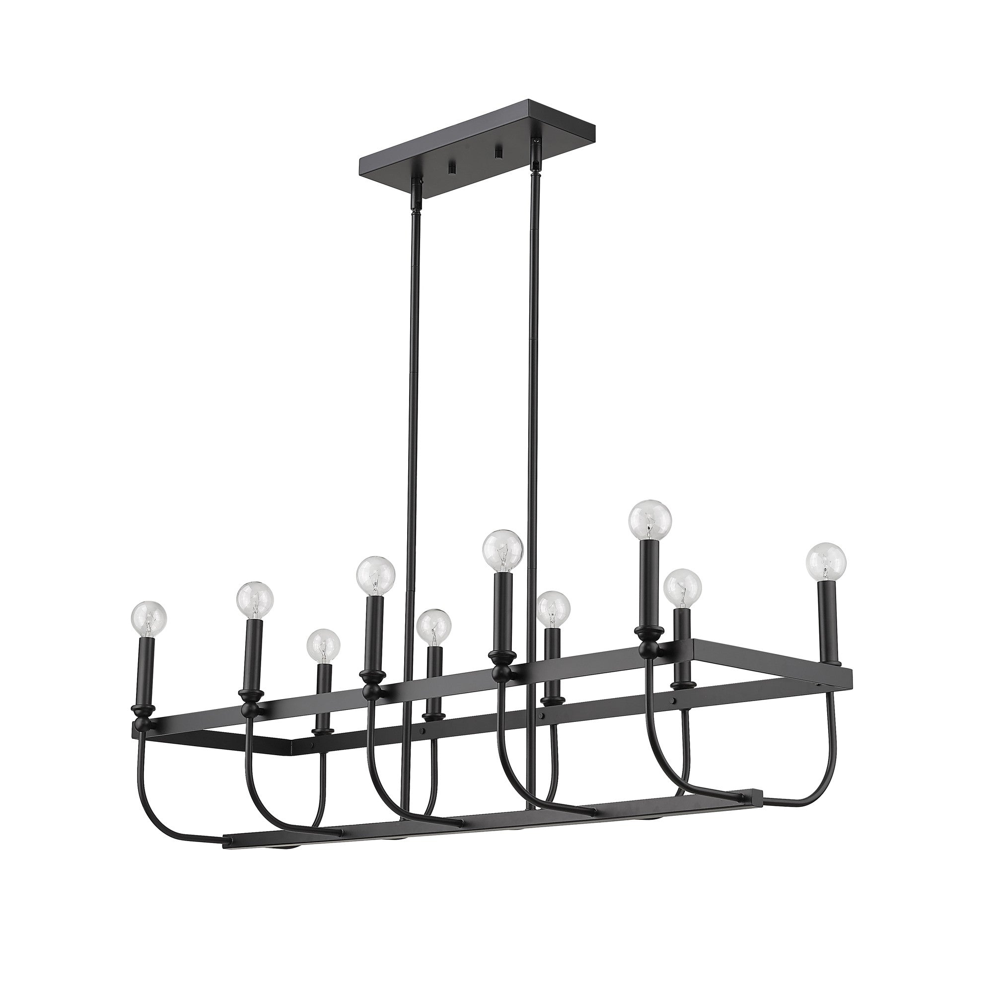 Beckett 10-Light Matte Black Island Pendant-Pendants-Hanging Lights-DECOROLALA