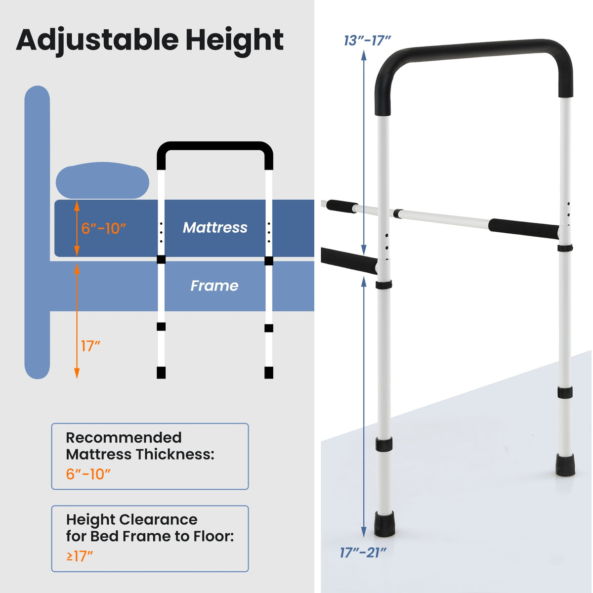 Bed Assist Rail Adjustable Fall Prevention-Health Care-DECOROLALA