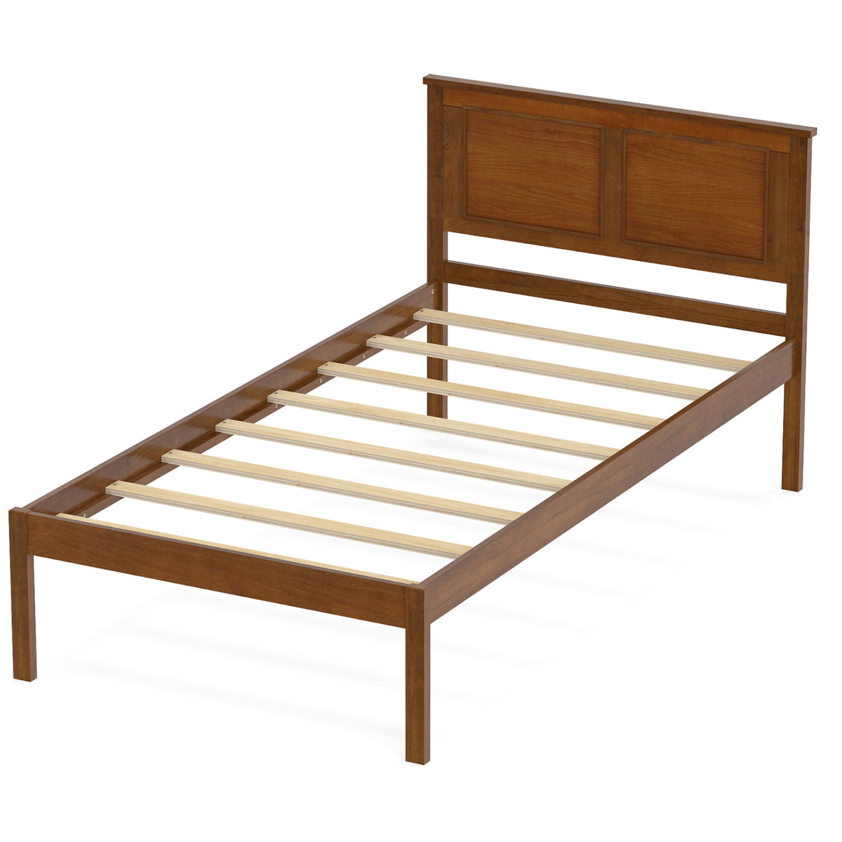 Bed Frame Farmhouse Wooden Platform Bed with Headboard-Simple Bed Frame-DECOROLALA