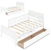 Bed Frame with Detachable Guardrails White-Trundle Bed Frame-DECOROLALA
