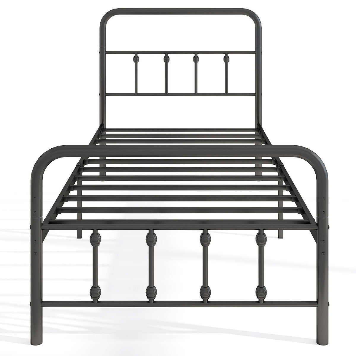 Bed Frame with Headboard and Under Bed Storage Black-Twin Size-Simple Bed Frame-DECOROLALA