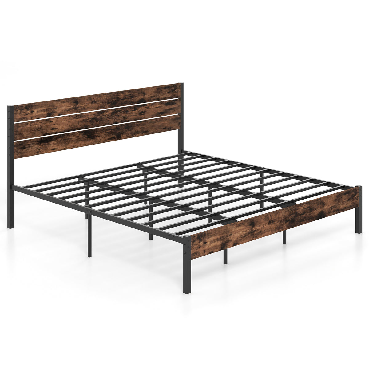 Bed Frame with High Headboard and Mute Bar-Simple Bed Frame-DECOROLALA