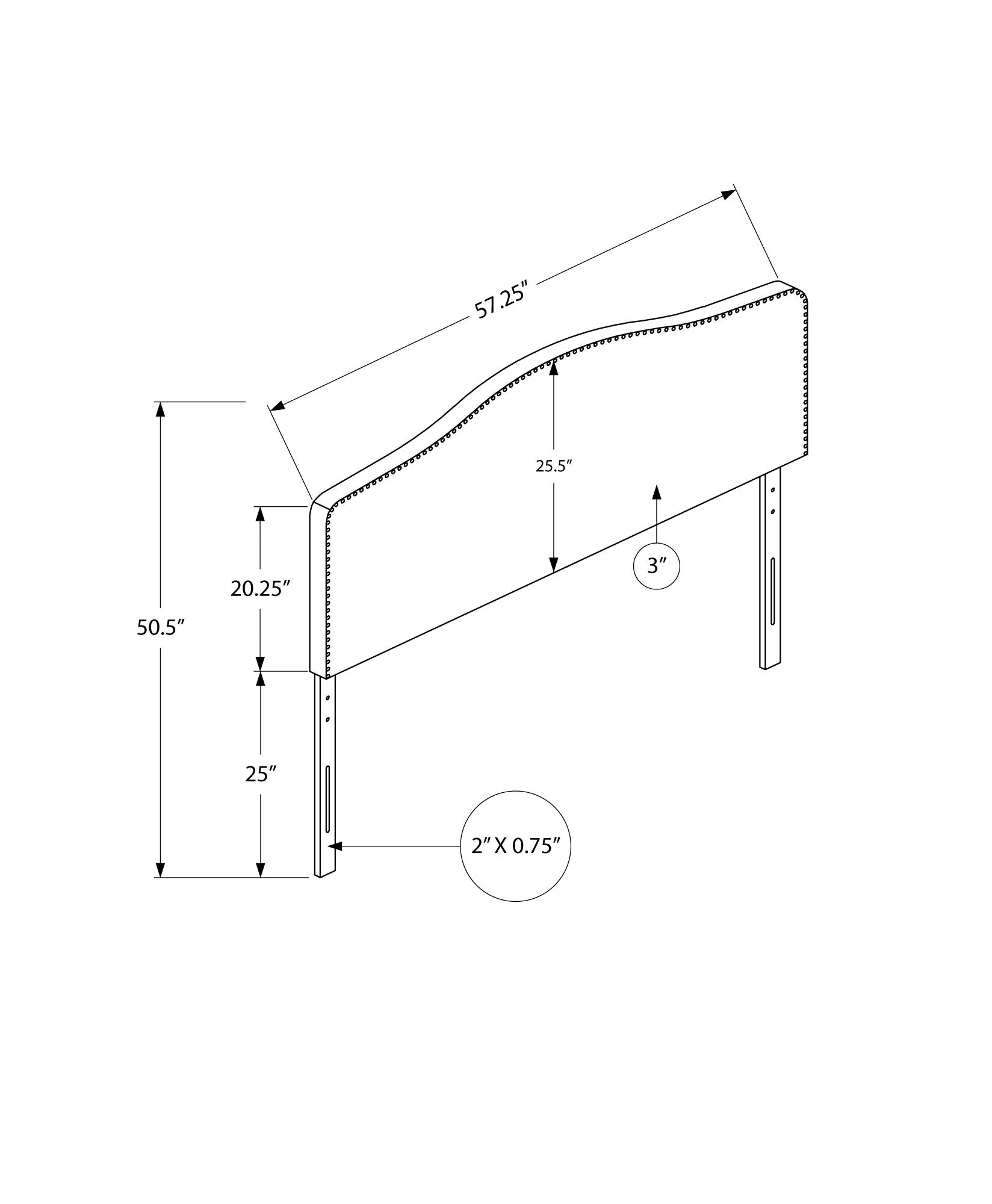 Bed - Full Size / Grey Leather-Look Headboard Only-Standard Beds-DECOROLALA