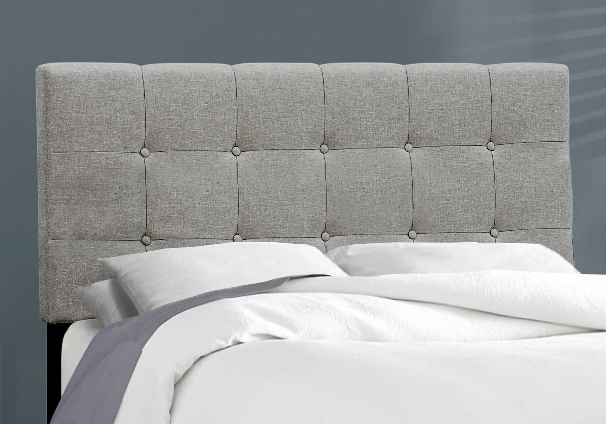 Bed - Full Size / Light Grey Boucle Fabric-Standard Beds-DECOROLALA