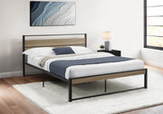 Bed - Queen Size / Dark Taupe / Black Metal Platform-Standard Beds-DECOROLALA