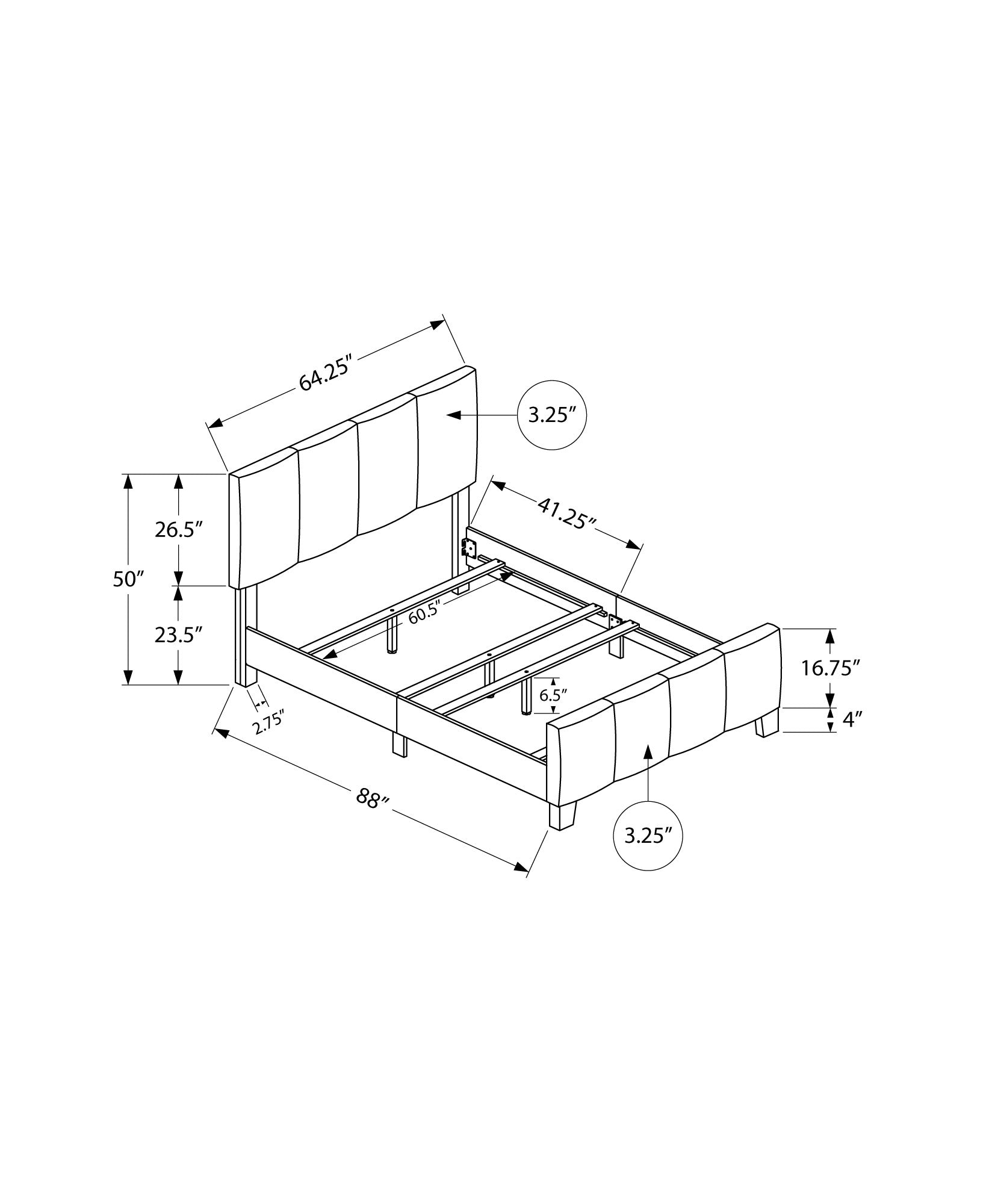 Bed - Queen Size / Grey Linen-Standard Beds-DECOROLALA